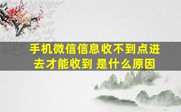 手机微信信息收不到点进去才能收到 是什么原因